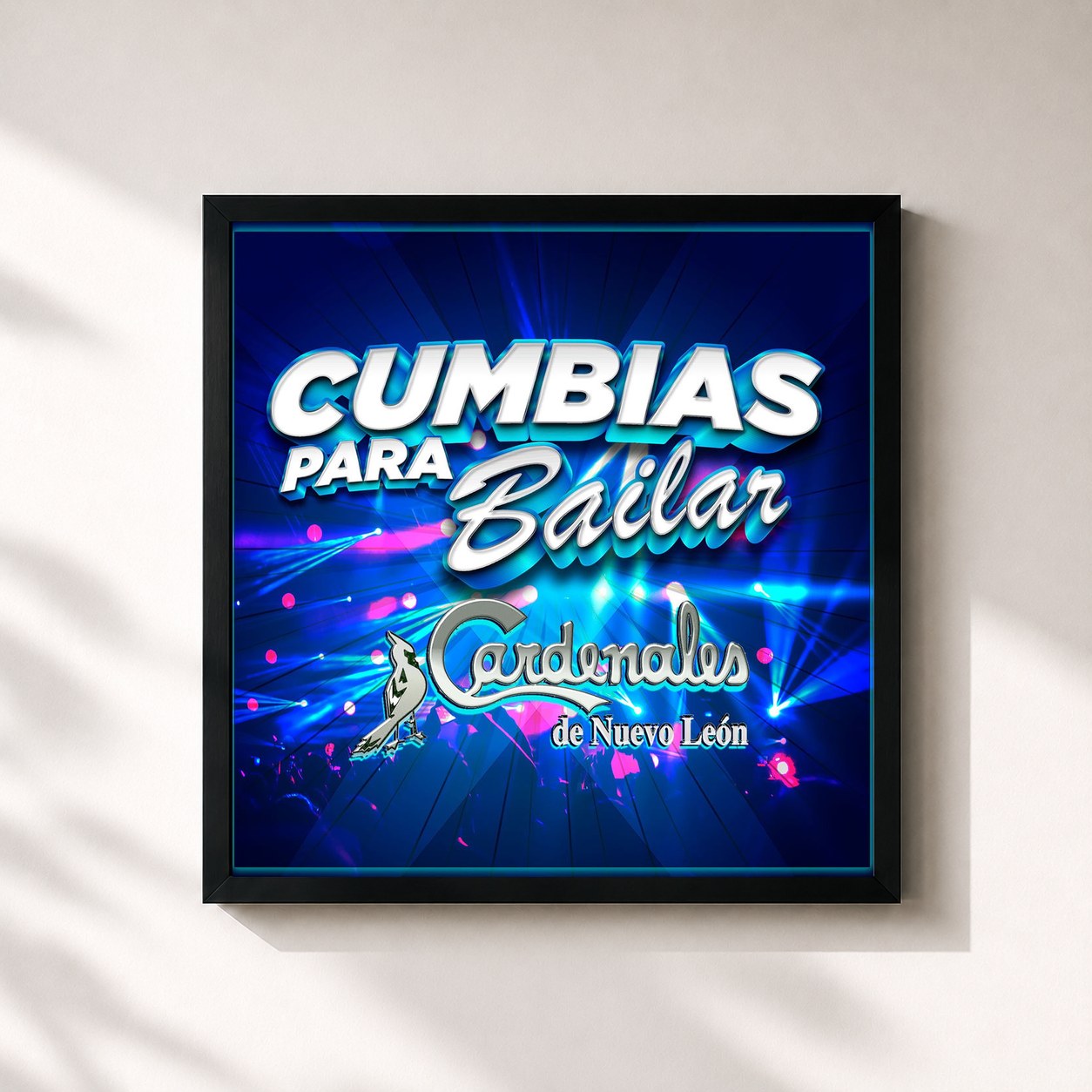 #noir Tableau carré de l'album Cumbias Para Bailar de Cardenales De Nuevo León, cadre noir 32x32 cm