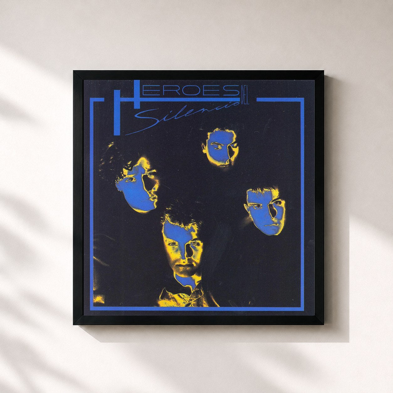 #noir Tableau carré de l'album Héroe De Leyenda de Héroes del Silencio, cadre noir 32x32 cm