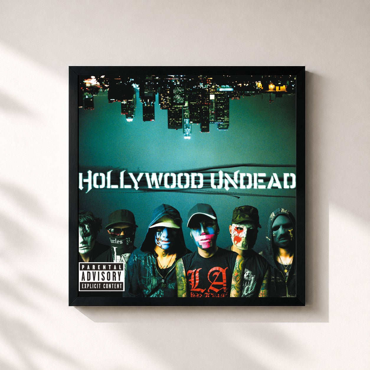 #noir Tableau carré de l'album Swan Songs de Hollywood Undead, cadre noir 32x32 cm