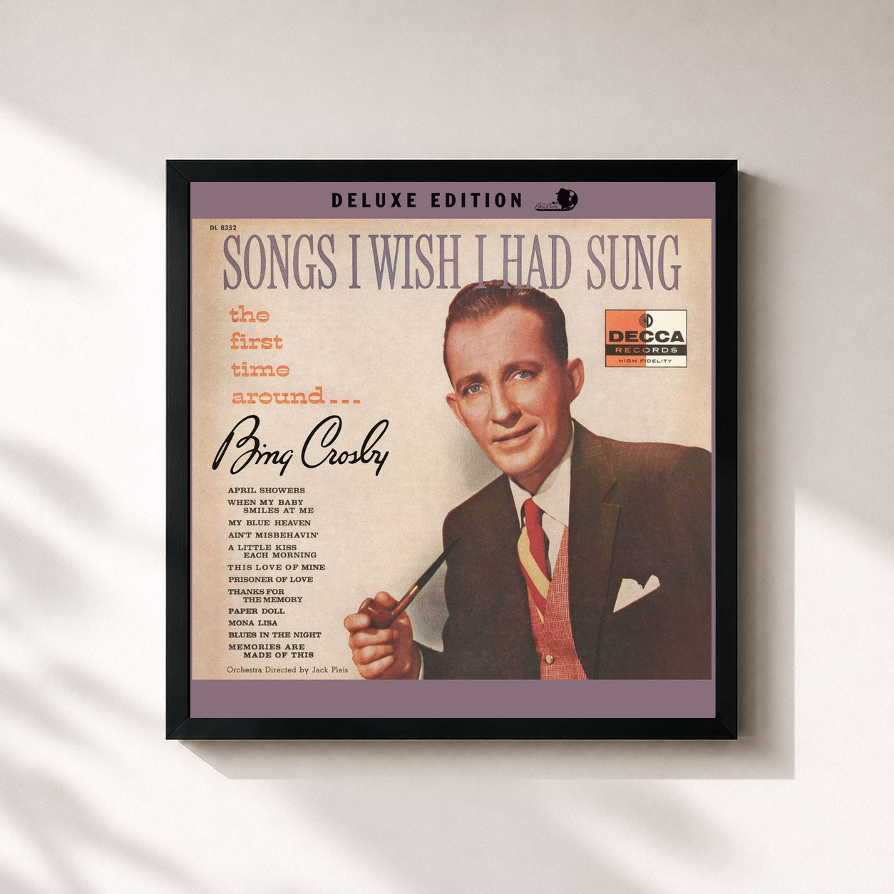 #noir Tableau carré de l'album Songs I Wish I Had Sung The First Time Around (Deluxe Edition) de Bing Crosby, cadre noir 32x32 cm