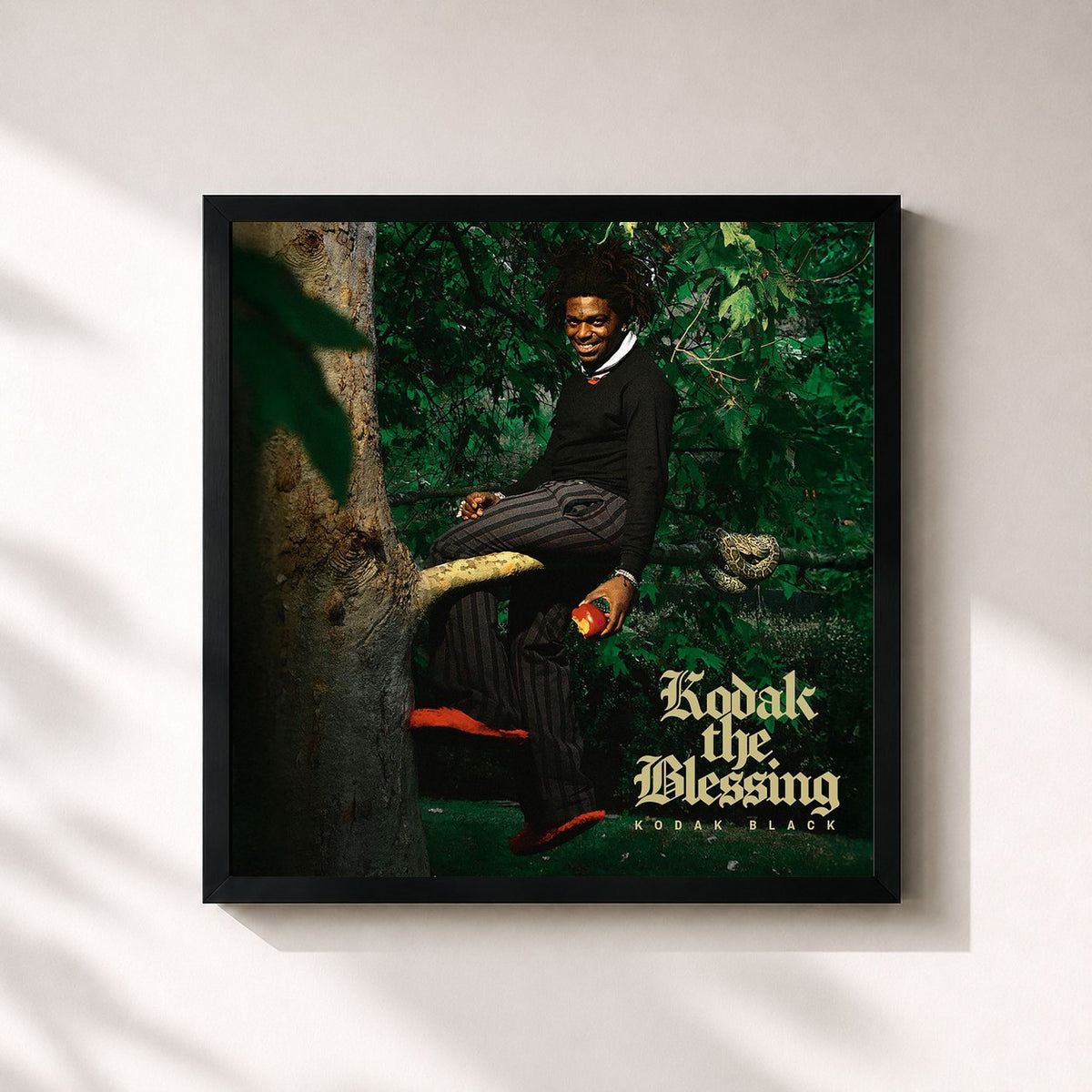 #noir Tableau carré de l'album Kodak The Blessing de Kodak Black, cadre noir 32x32 cm