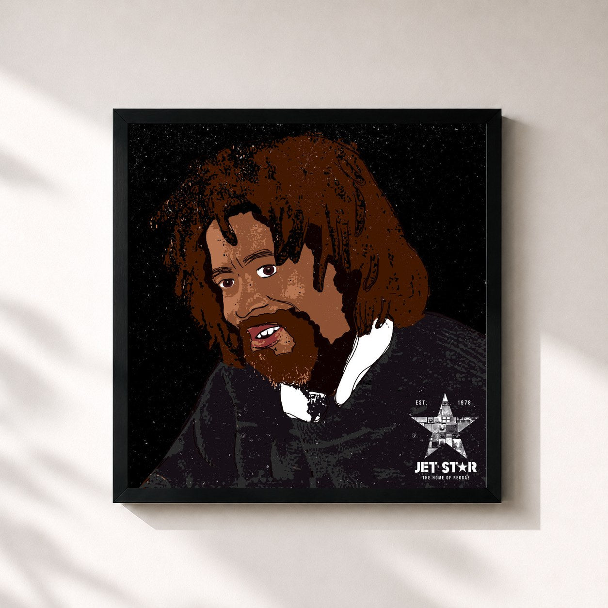 #noir Tableau carré de l'album Reggae Legends: Max Romeo de Max Romeo, cadre noir 32x32 cm