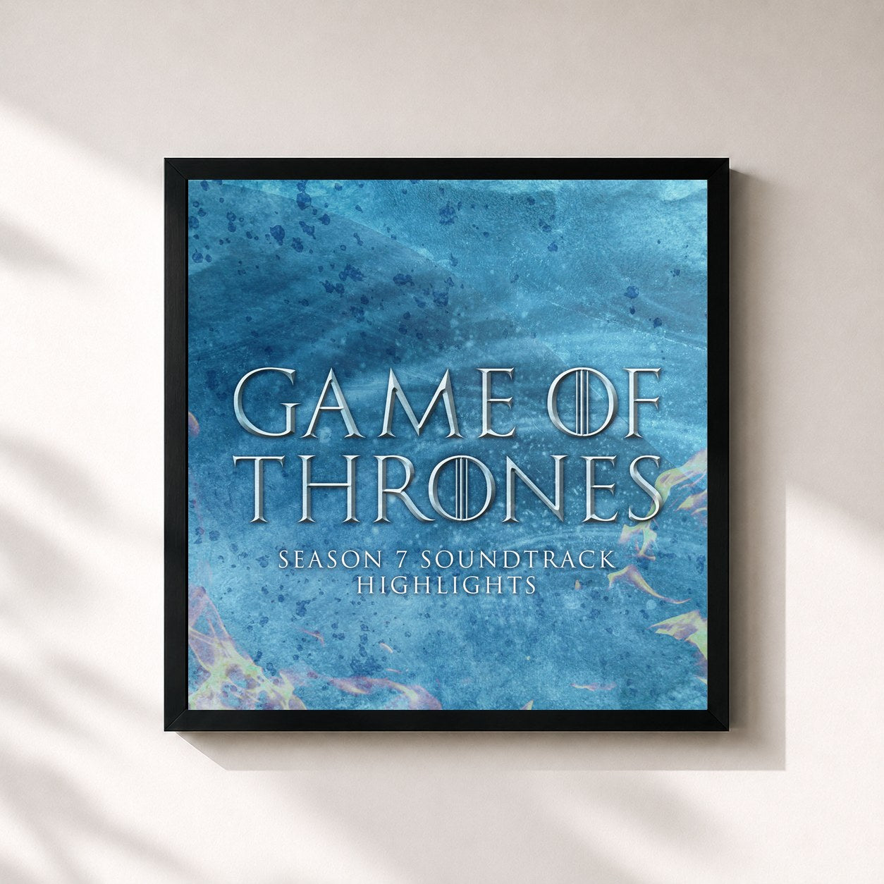 #noir Tableau carré de l'album Game of Thrones Season 7 Soundtrack Highlights de L'orchestra Cinematique, cadre noir 32x32 cm