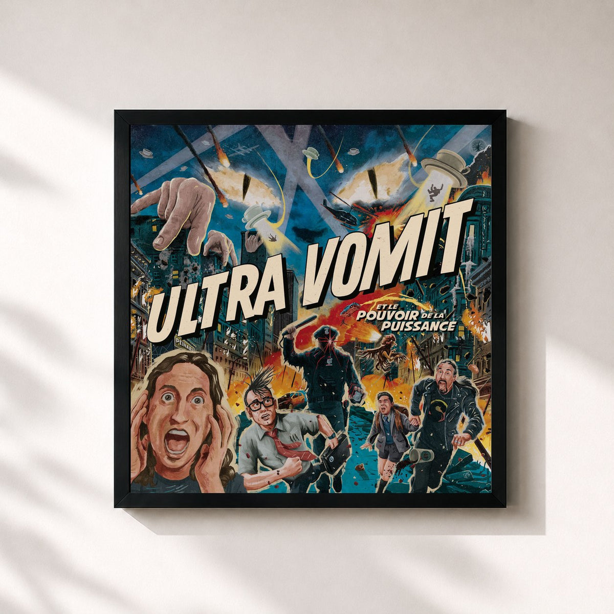 #noir Tableau carré de l'album Ultra Vomit et le Pouvoir de la Puissance de Ultra Vomit, cadre noir 32x32 cm