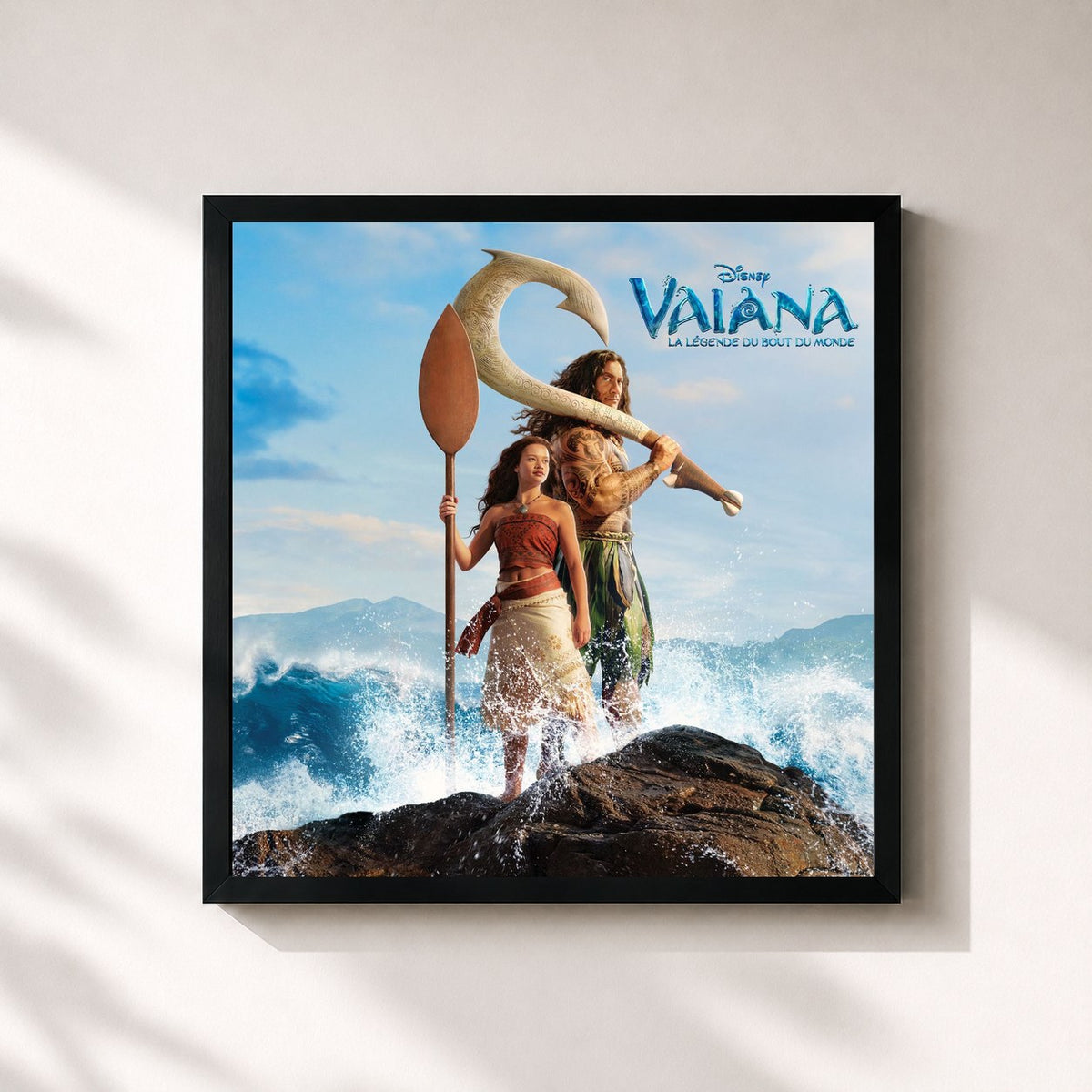 #noir Tableau carré de l'album Vaiana - La Légende du Bout du Monde (Bande Originale Française du Film) de Lin-Manuel Miranda, cadre noir 32x32 cm