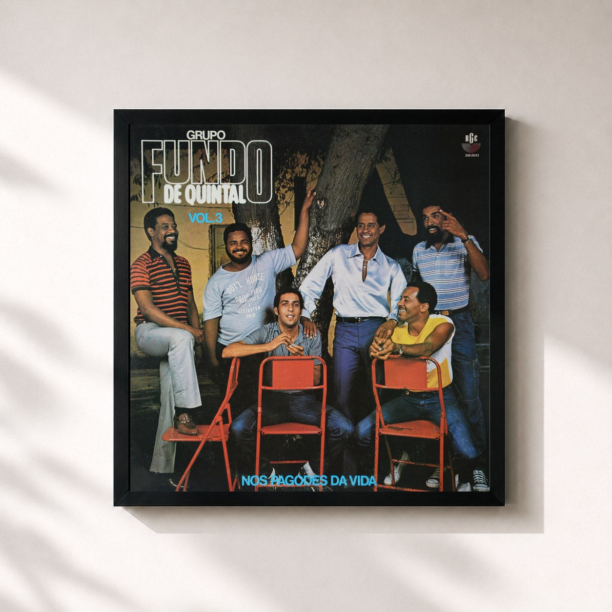 #noir Tableau carré de l'album Nos Pagodes da Vida de Grupo Fundo De Quintal, cadre noir 32x32 cm