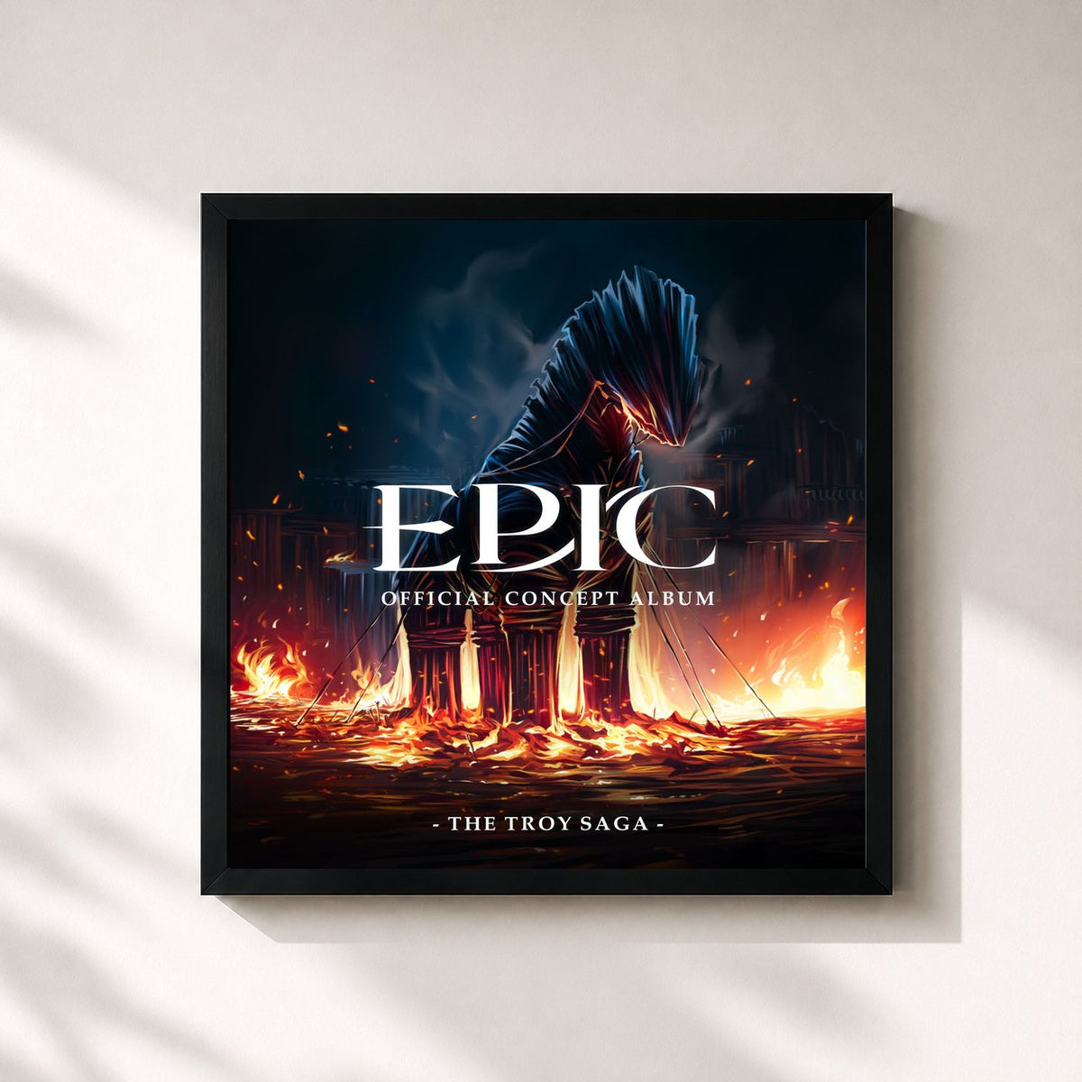 #noir EPIC: The Troy Saga (Official Concept Album) de Jorge Rivera-Herrans en lámina cuadrada enmarcada, marco negro de 32x32 cm