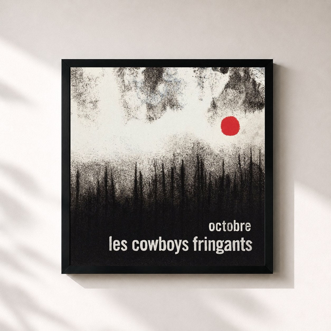 #noir Tableau carré de l'album Octobre de Les Cowboys Fringants, cadre noir 32x32 cm