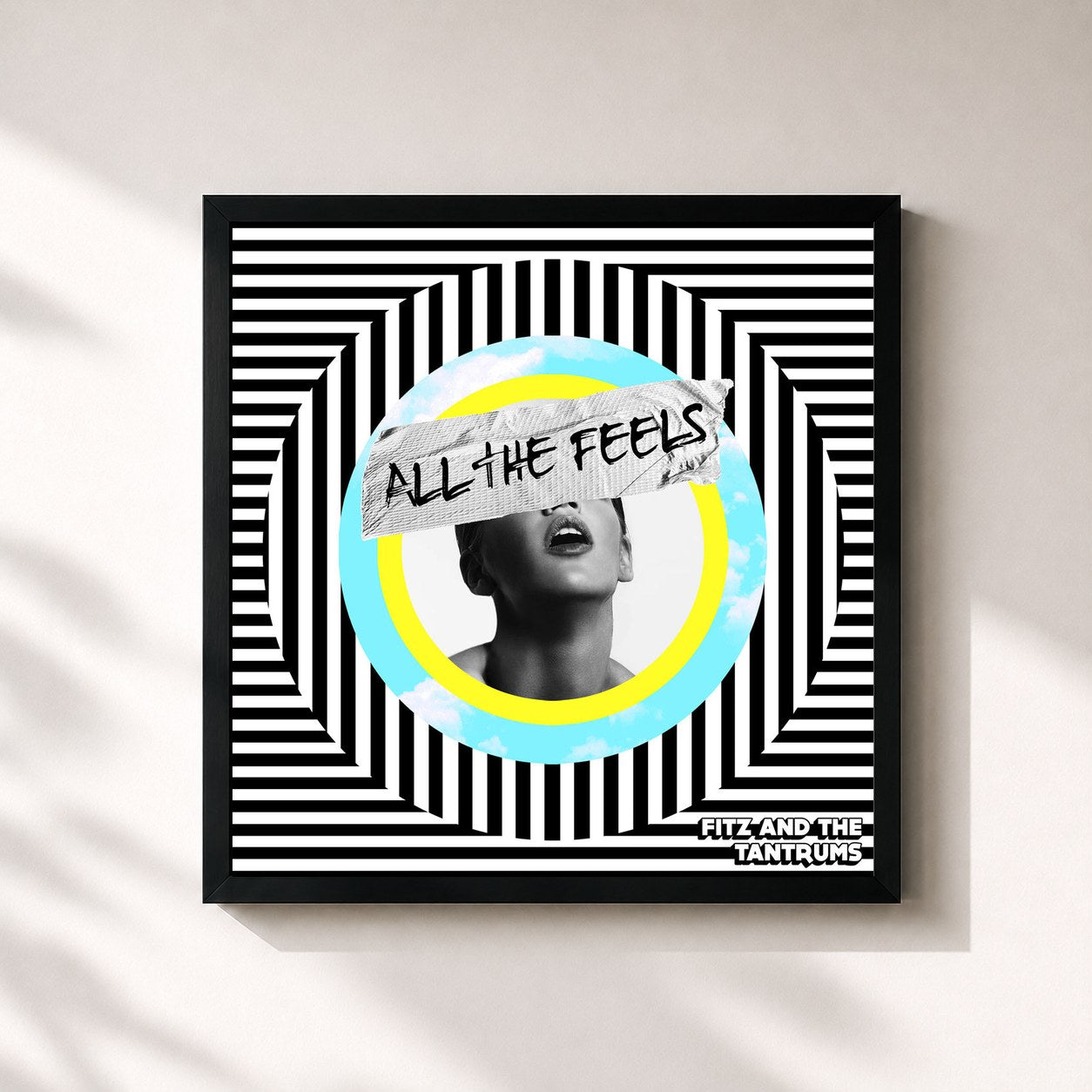 #noir Tableau carré de l'album All the Feels de Fitz and The Tantrums, cadre noir 32x32 cm