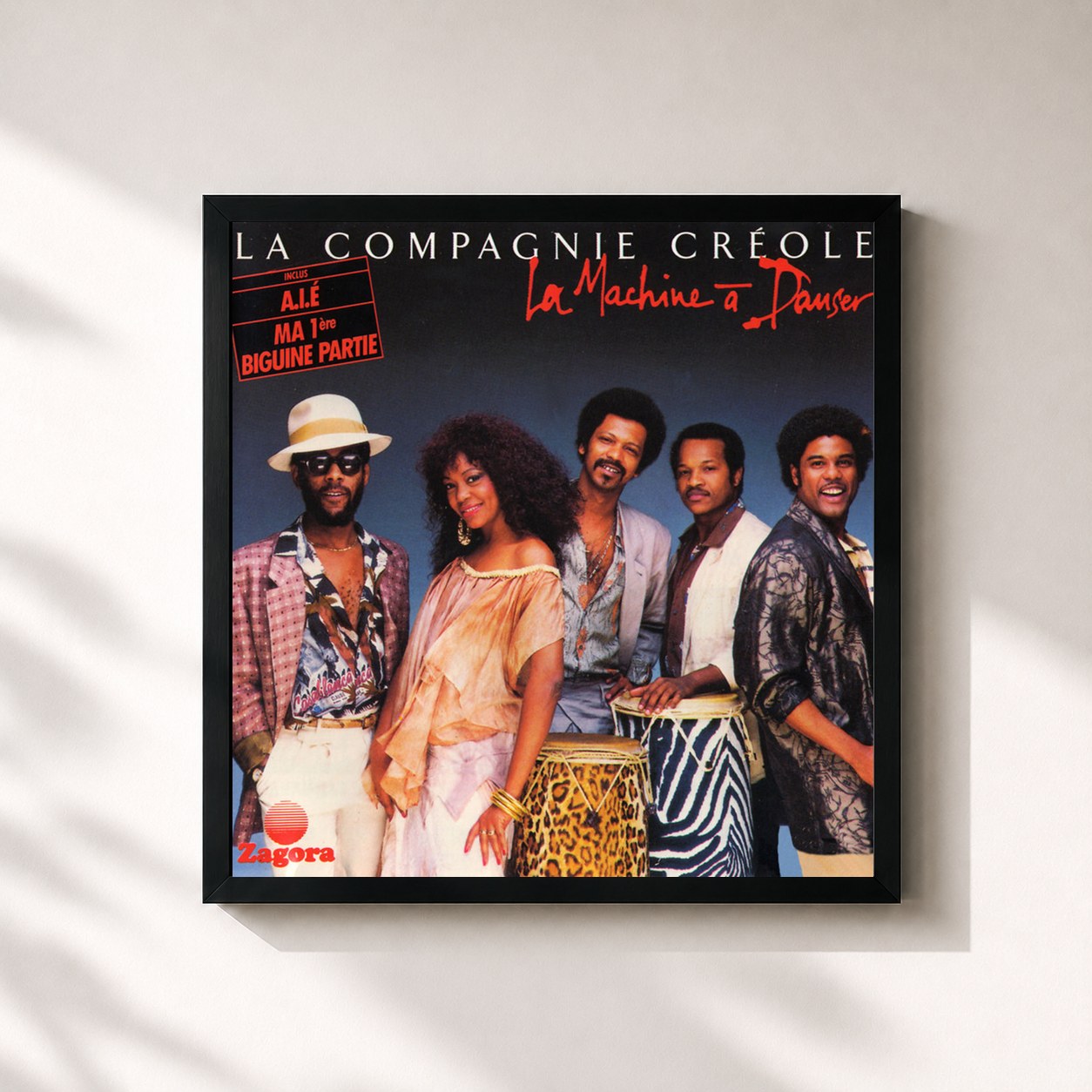 #noir Tableau carré de l'album La machine à danser de La Compagnie Créole, cadre noir 32x32 cm