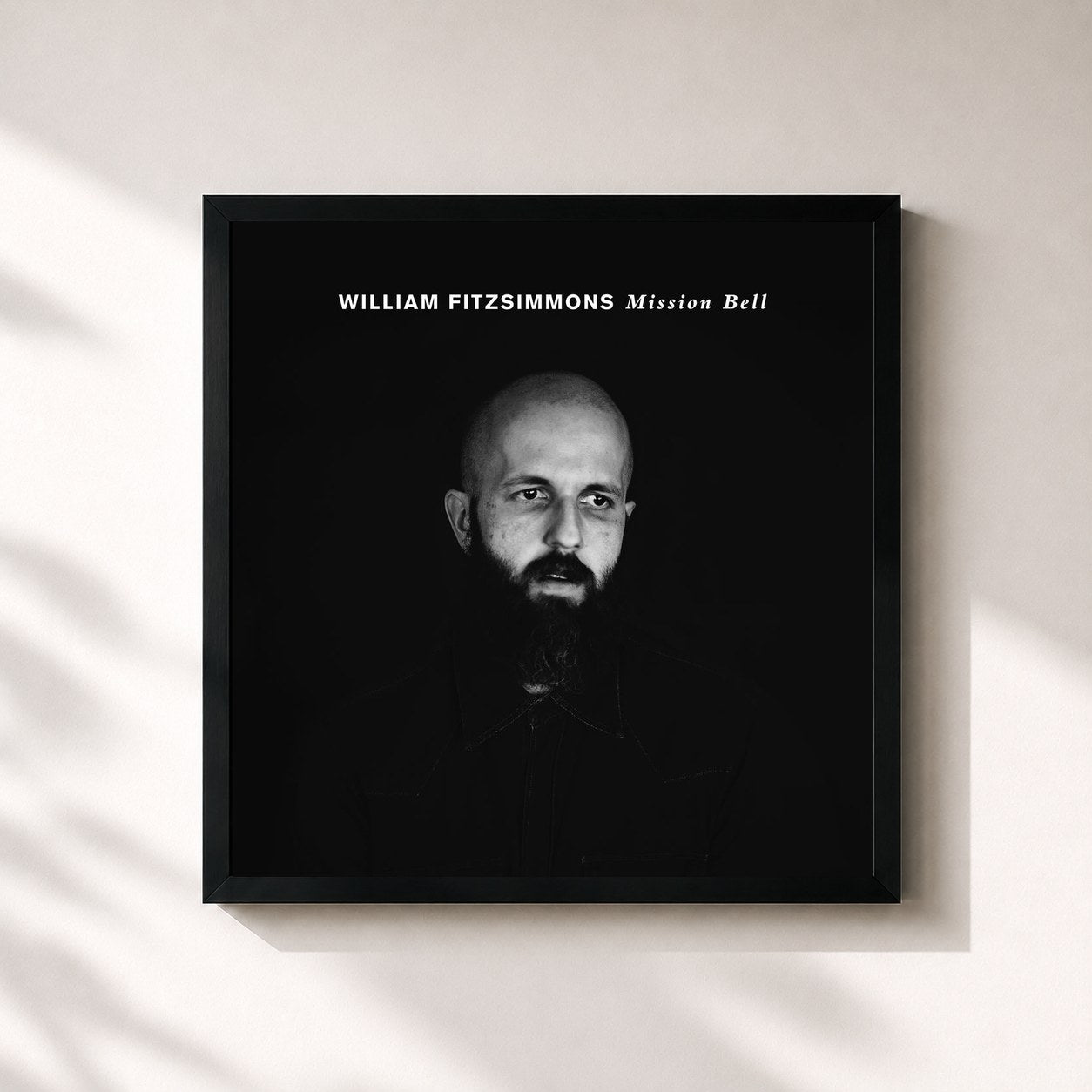 #noir Tableau carré de l'album Mission Bell de William Fitzsimmons, cadre noir 32x32 cm