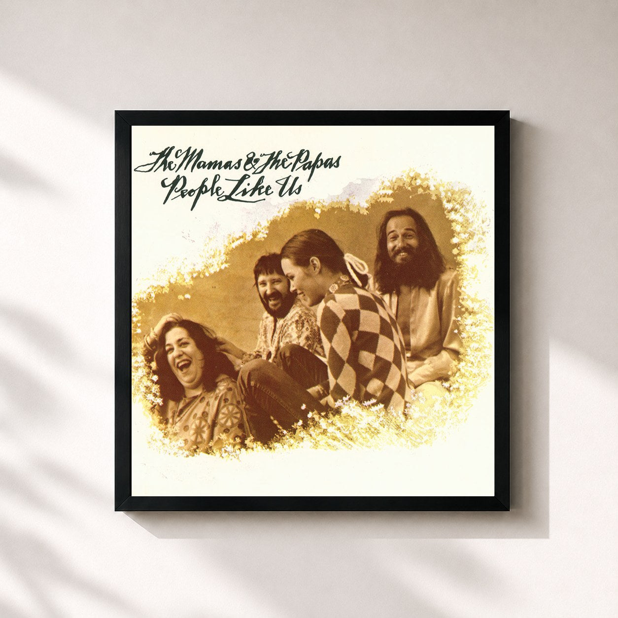 #noir Tableau carré de l'album People Like Us de The Mamas & The Papas, cadre noir 32x32 cm