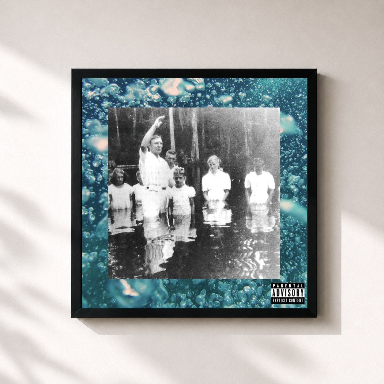 #noir Tableau carré de l'album KILL YOURSELF Part XIX: The Deep End Saga de $uicideboy$, cadre noir 32x32 cm