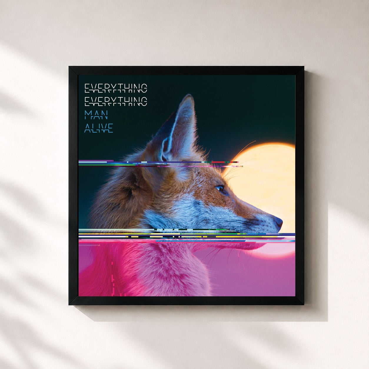 #noir Tableau carré de l'album Man Alive de Everything Everything, cadre noir 32x32 cm