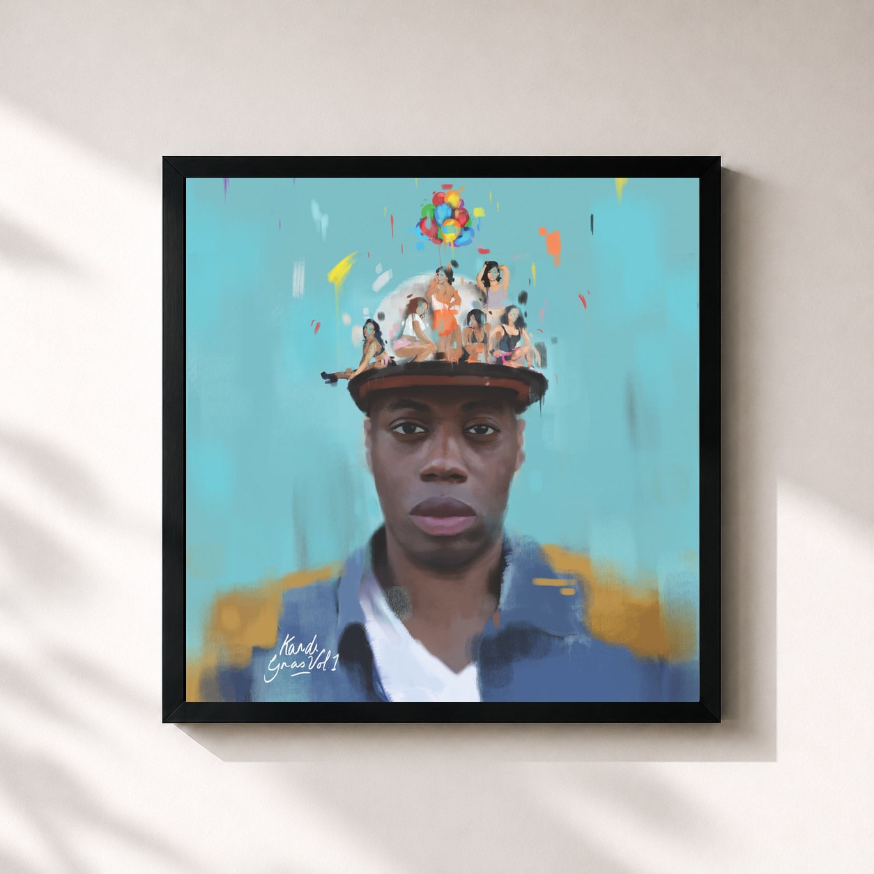 #noir Tableau carré de l'album Kardi Gras Vol. 1: The Clash de Kardinal Offishall, cadre noir 32x32 cm