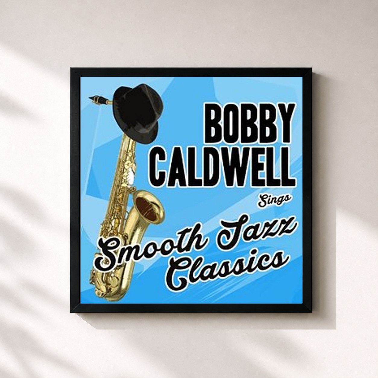#noir Tableau carré de l'album Bobby Caldwell Sings Smooth Jazz Classics de Bobby Caldwell, cadre noir 32x32 cm