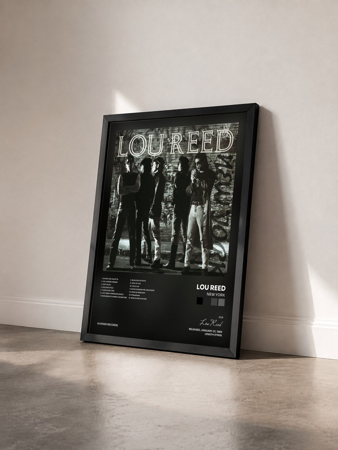 #noir Tableau de l'album New York de Lou Reed vu de trois quarts, cadre noir