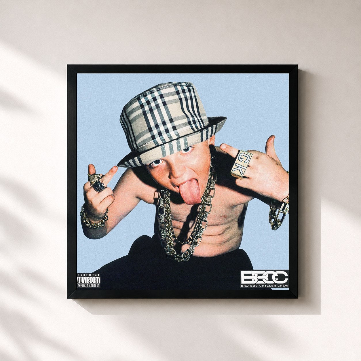 #noir Tableau carré de l'album Disrespectful de Bad Boy Chiller Crew, cadre noir 32x32 cm