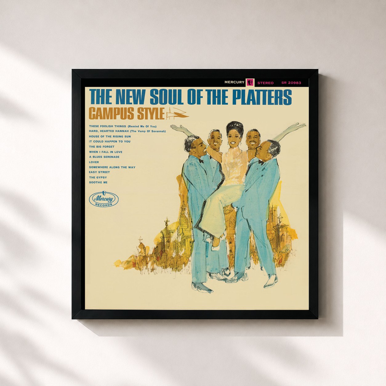 #noir Tableau carré de l'album The New Soul Of The Platters - Campus Style de The Platters, cadre noir 32x32 cm