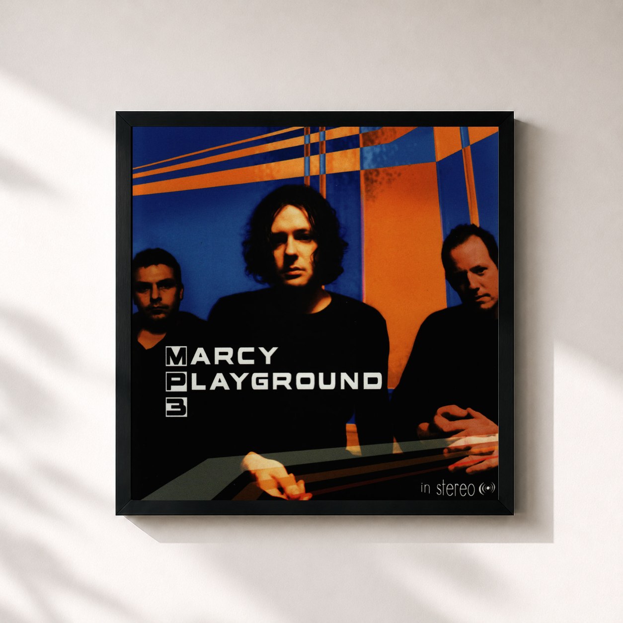 #noir Tableau carré de l'album MP3 de Marcy Playground, cadre noir 32x32 cm