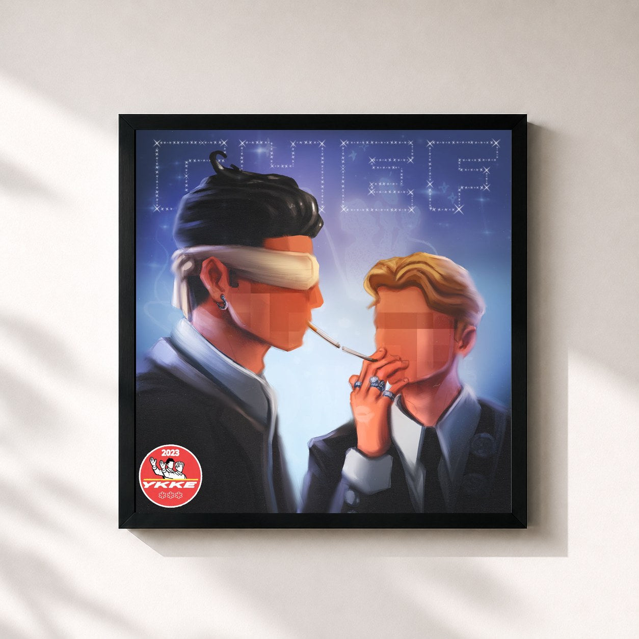 #noir Tableau carré de l'album CHEF de Yung Kafa & Kücük Efendi, cadre noir 32x32 cm