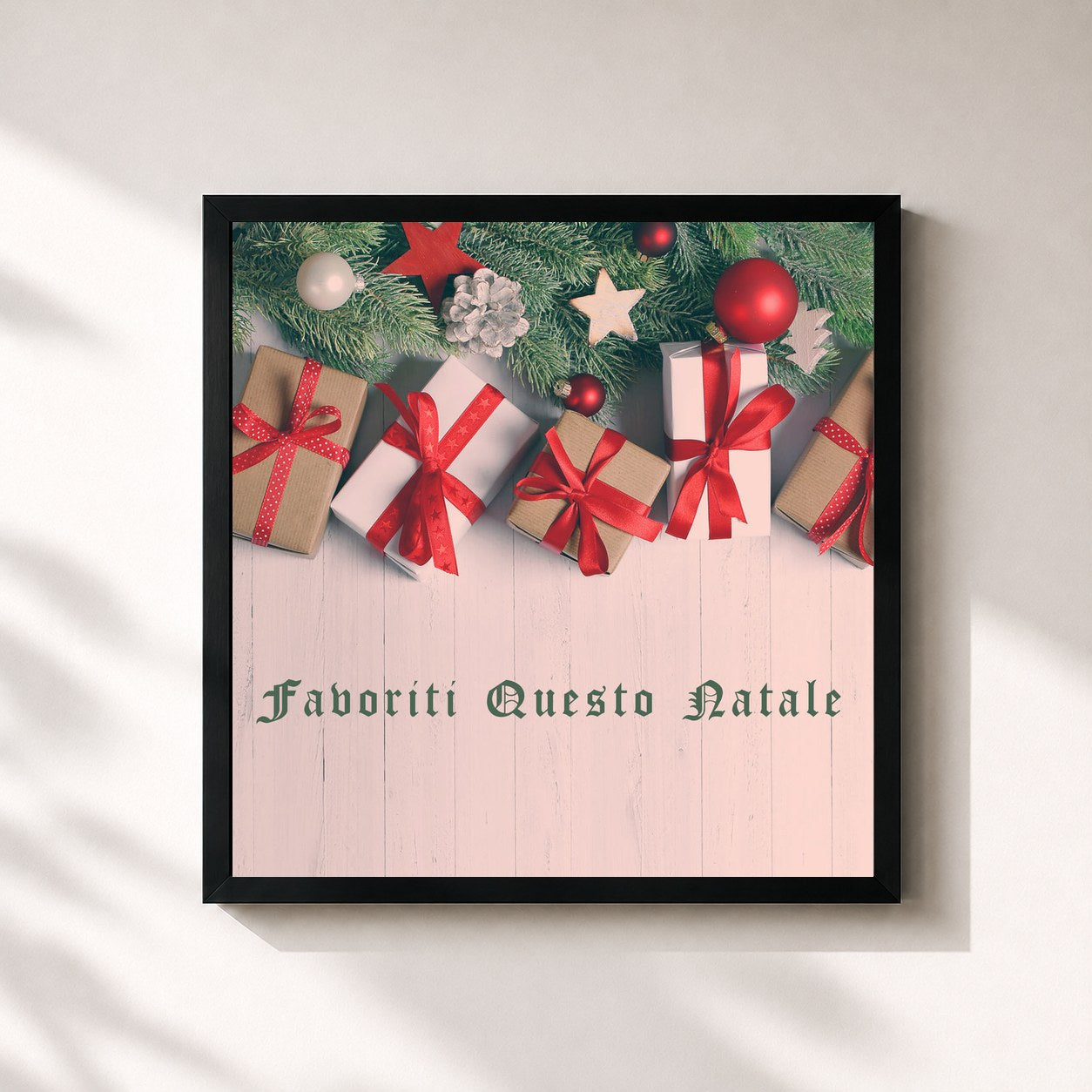 #noir Tableau carré de l'album Favoriti Questo Natale de Canciones De Navidad, cadre noir 32x32 cm