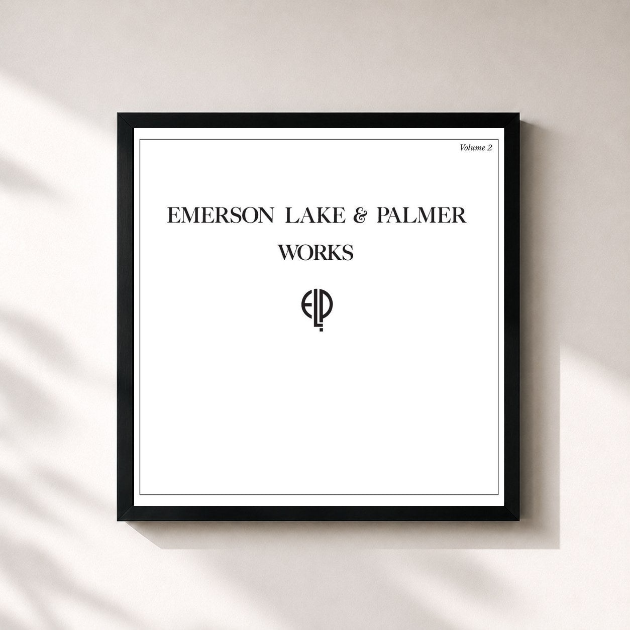 #noir Tableau carré de l'album Works (Vol. 2) de Emerson, Lake & Palmer, cadre noir 32x32 cm