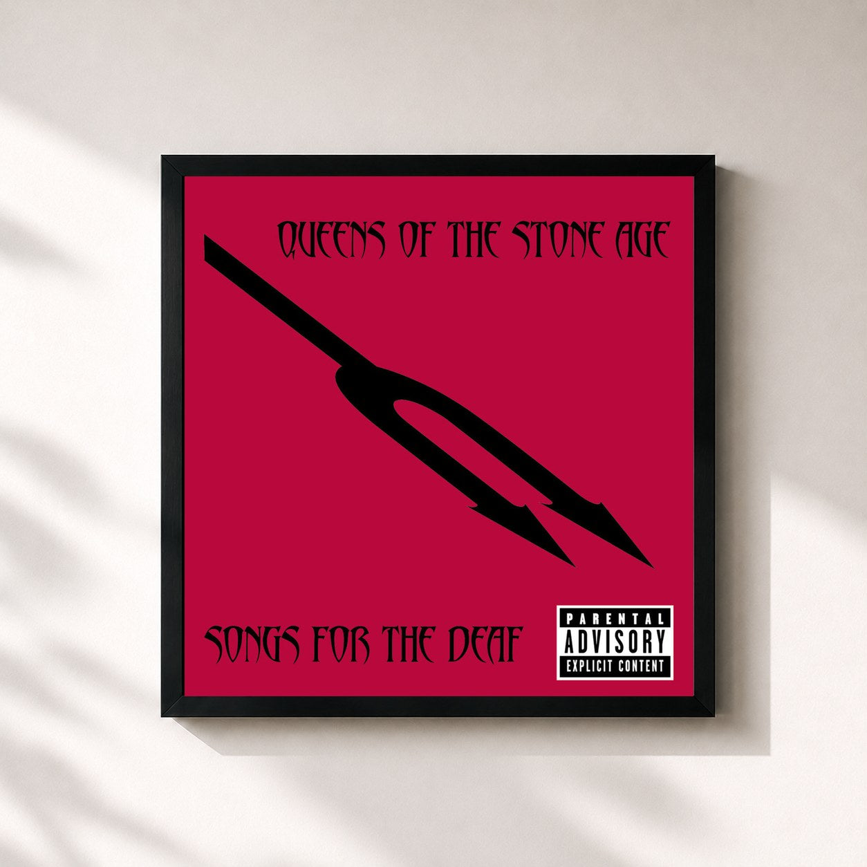 #noir Tableau carré de l'album Songs For The Deaf de Queens of the Stone Age, cadre noir 32x32 cm