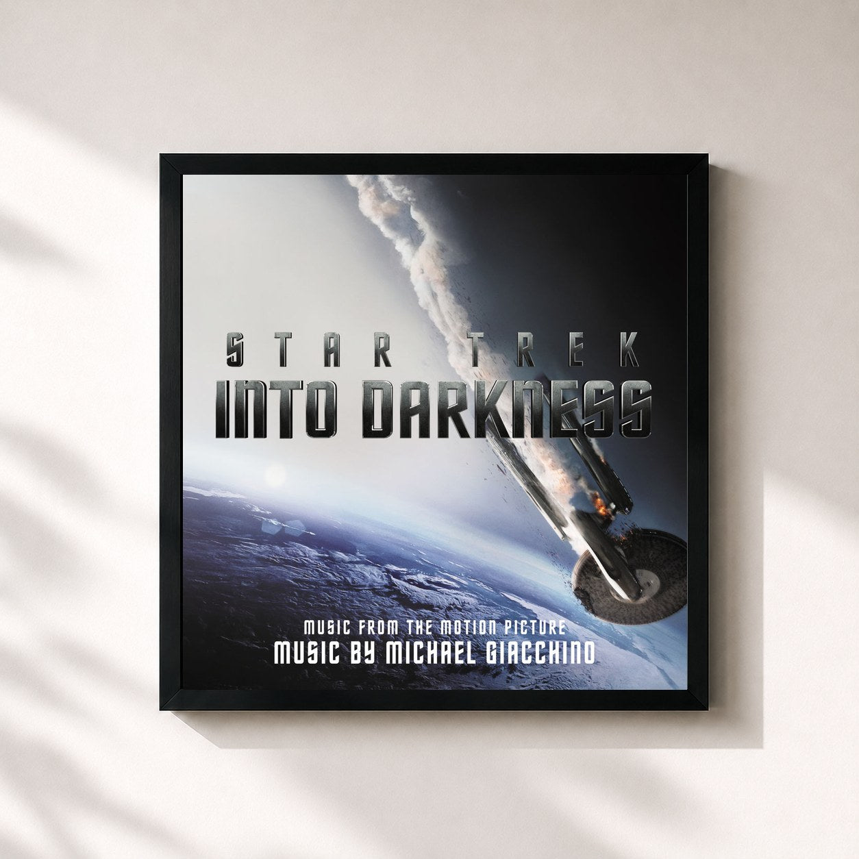 #noir Tableau carré de l'album Star Trek Into Darkness (Music From The Motion Picture) de Michael Giacchino, cadre noir 32x32 cm