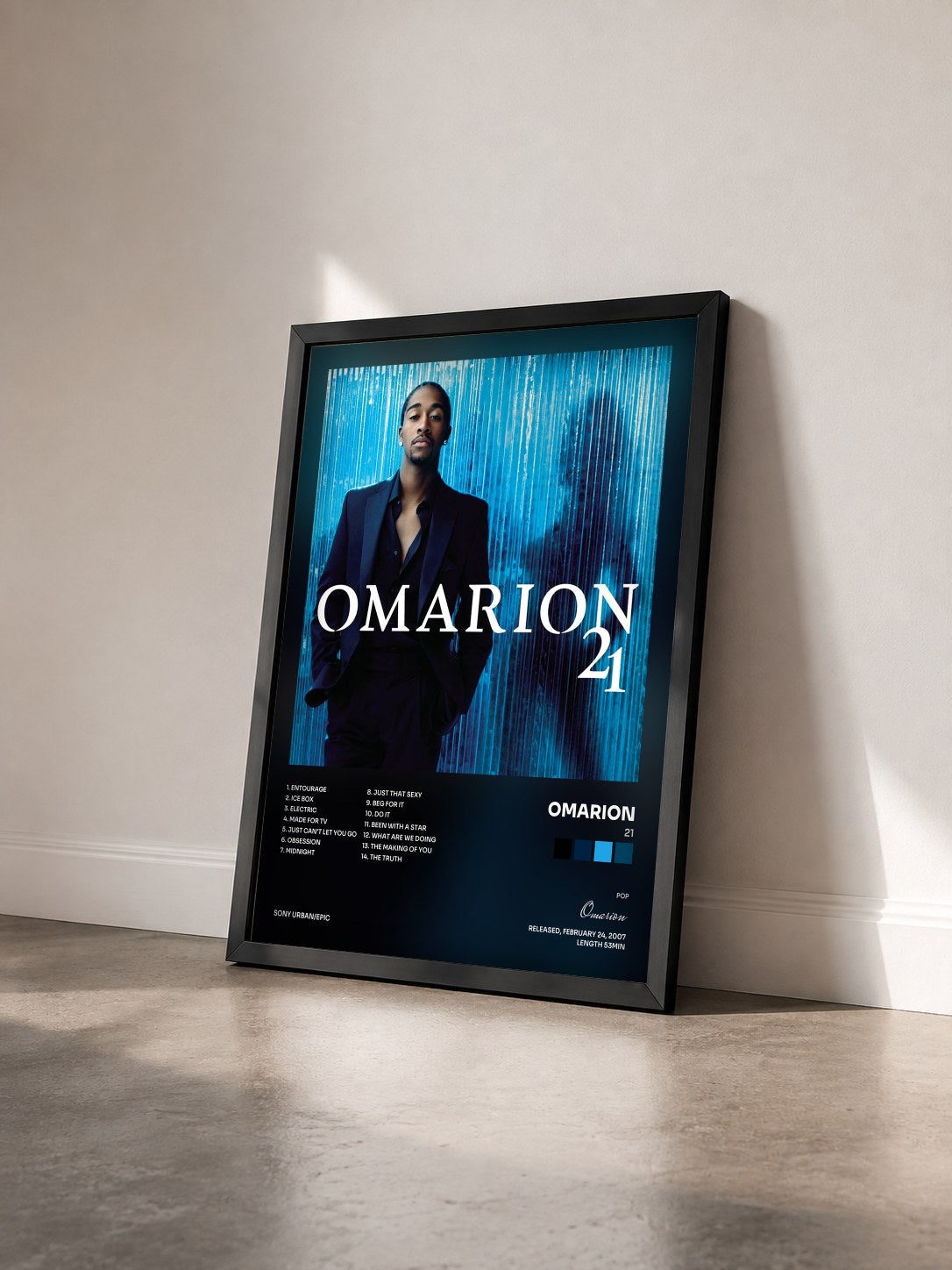 #noir Tableau de l'album 21 de Omarion vu de trois quarts, cadre noir