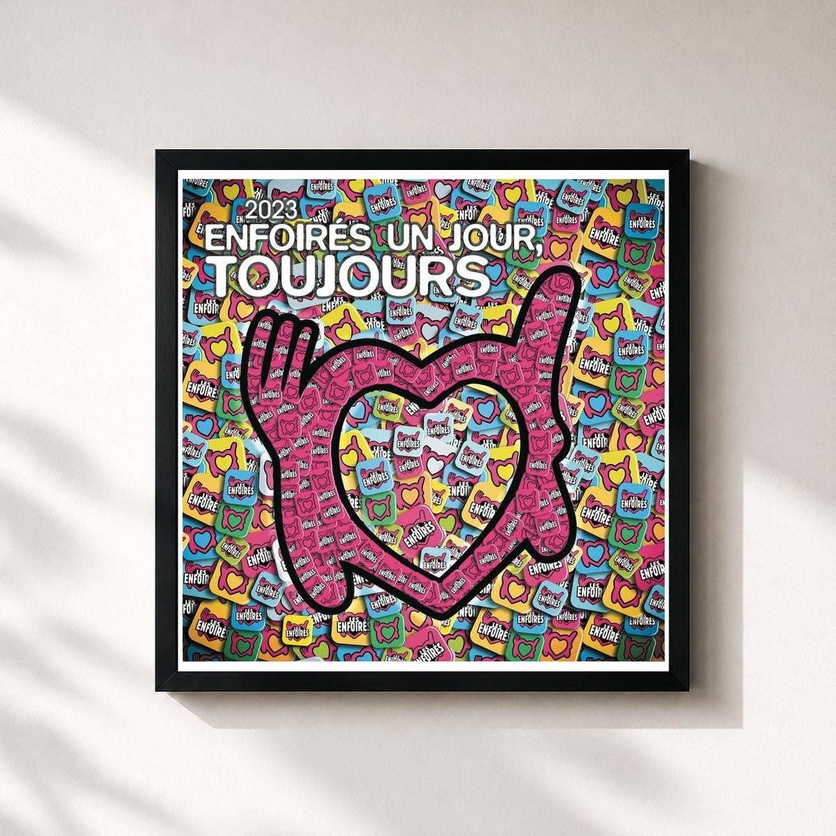 #noir Tableau carré de l'album 2023 Enfoirés un jour, toujours de Les Enfoirés, cadre noir 32x32 cm