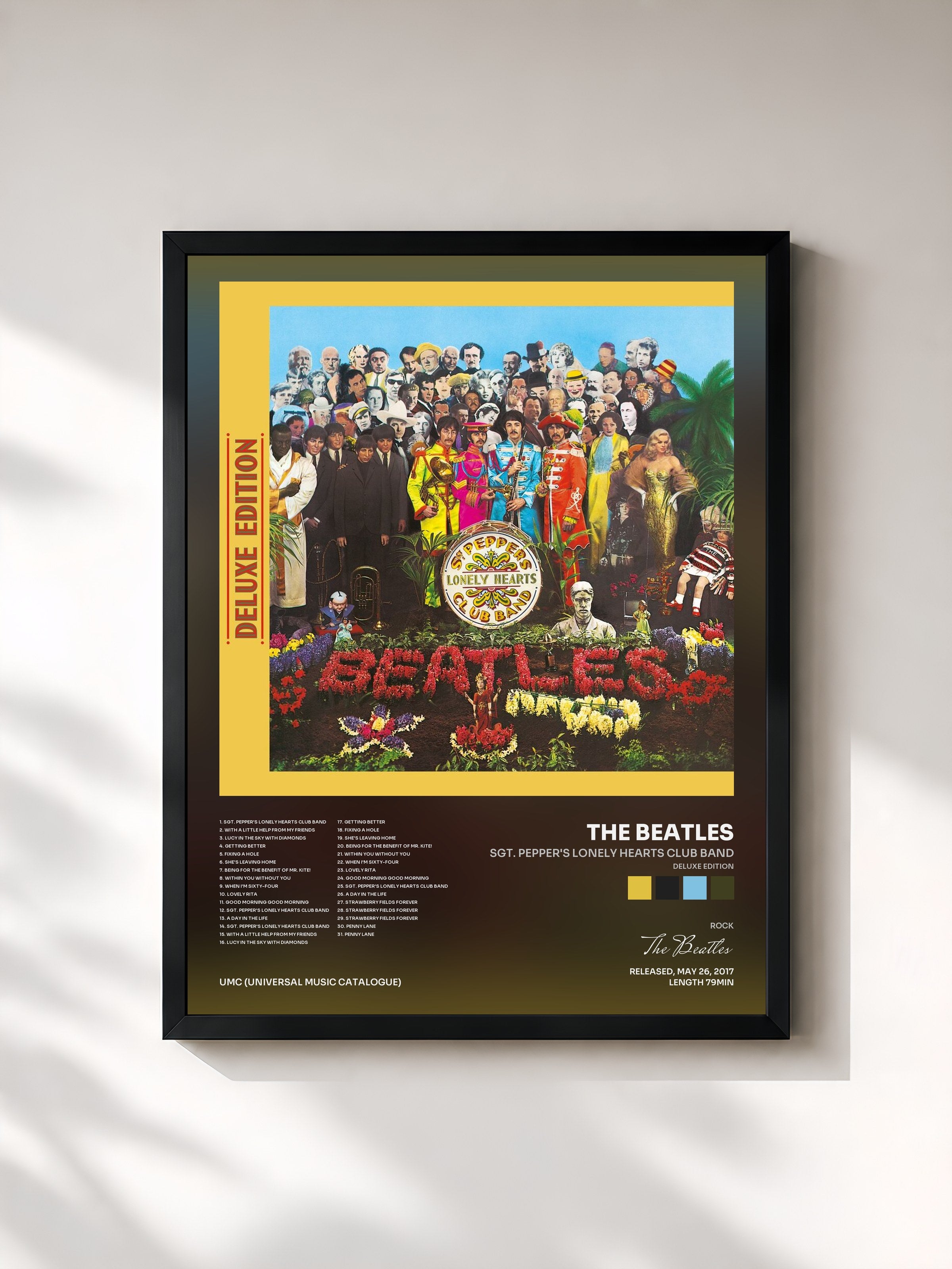 #noir Sgt. Pepper's Lonely Hearts Club Band (Deluxe Edition) by The Beatles as a framed art print, black frame, printed and framed in France