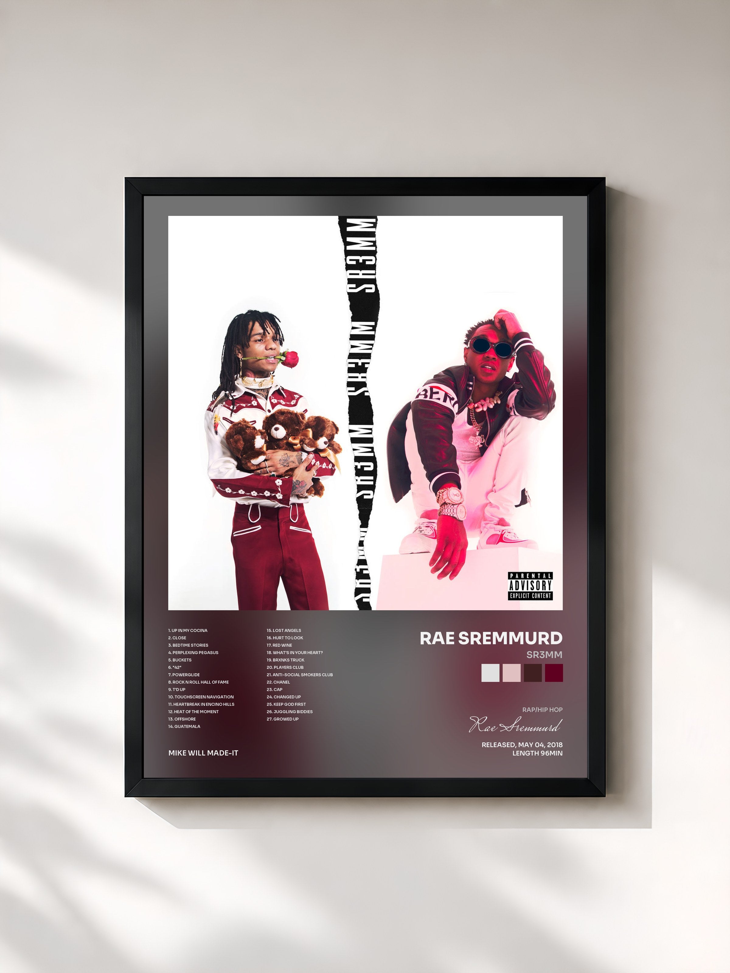 #noir SR3MM by Rae Sremmurd as a framed art print, black frame, printed and framed in France