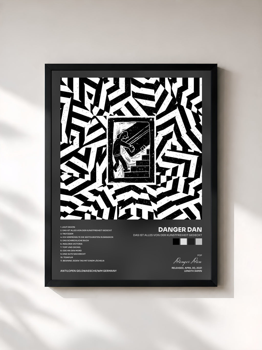 #noir Tableau de l'album Das ist alles von der Kunstfreiheit gedeckt de Danger Dan, cadre noir, imprimé et encadré en France