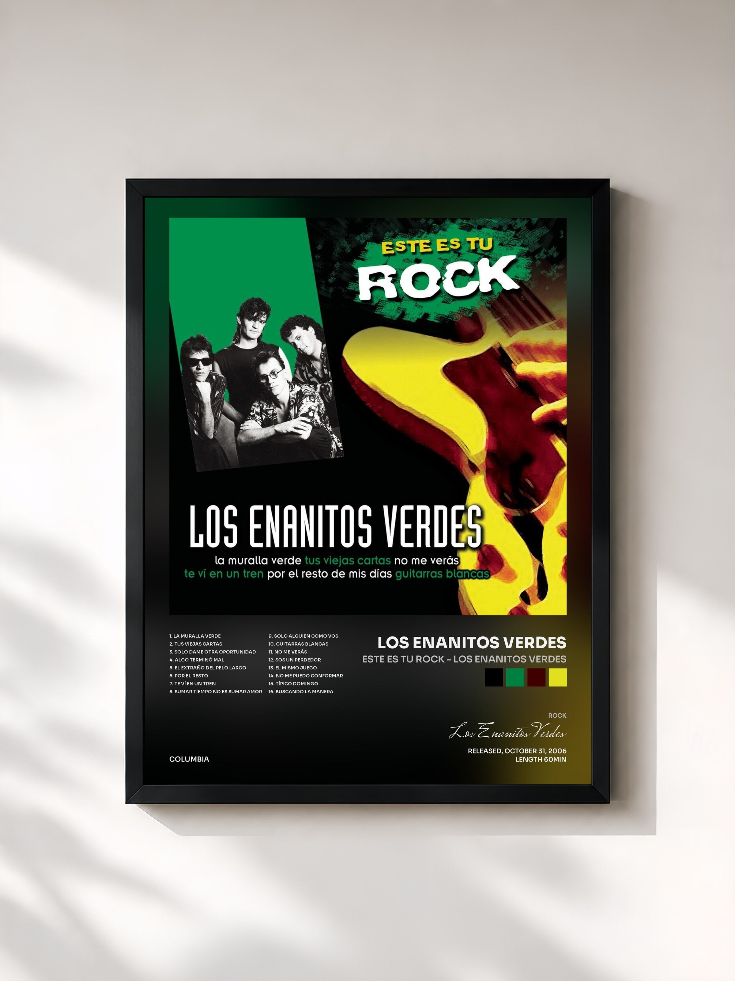 #noir Tableau de l'album Este Es Tu Rock - Los Enanitos Verdes de Los Enanitos Verdes, cadre noir, imprimé et encadré en France
