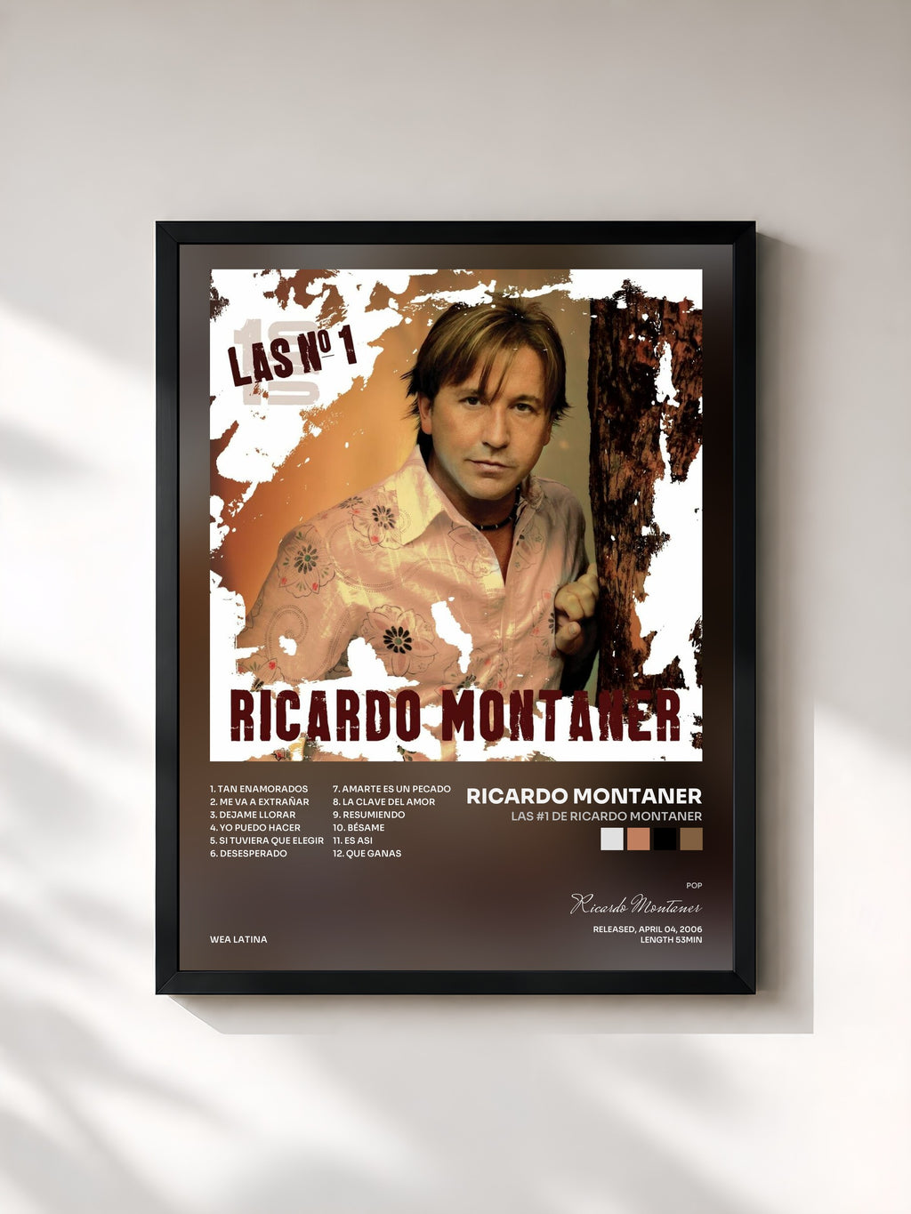 #noir Tableau de l'album Las #1 De Ricardo Montaner de Ricardo Montaner, cadre noir, imprimé et encadré en France