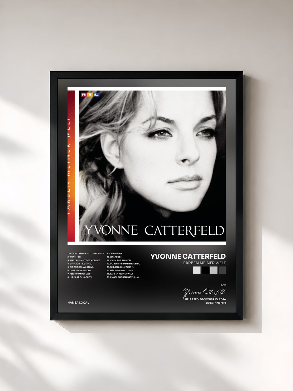 #noir Tableau de l'album Farben meiner Welt de Yvonne Catterfeld, cadre noir, imprimé et encadré en France