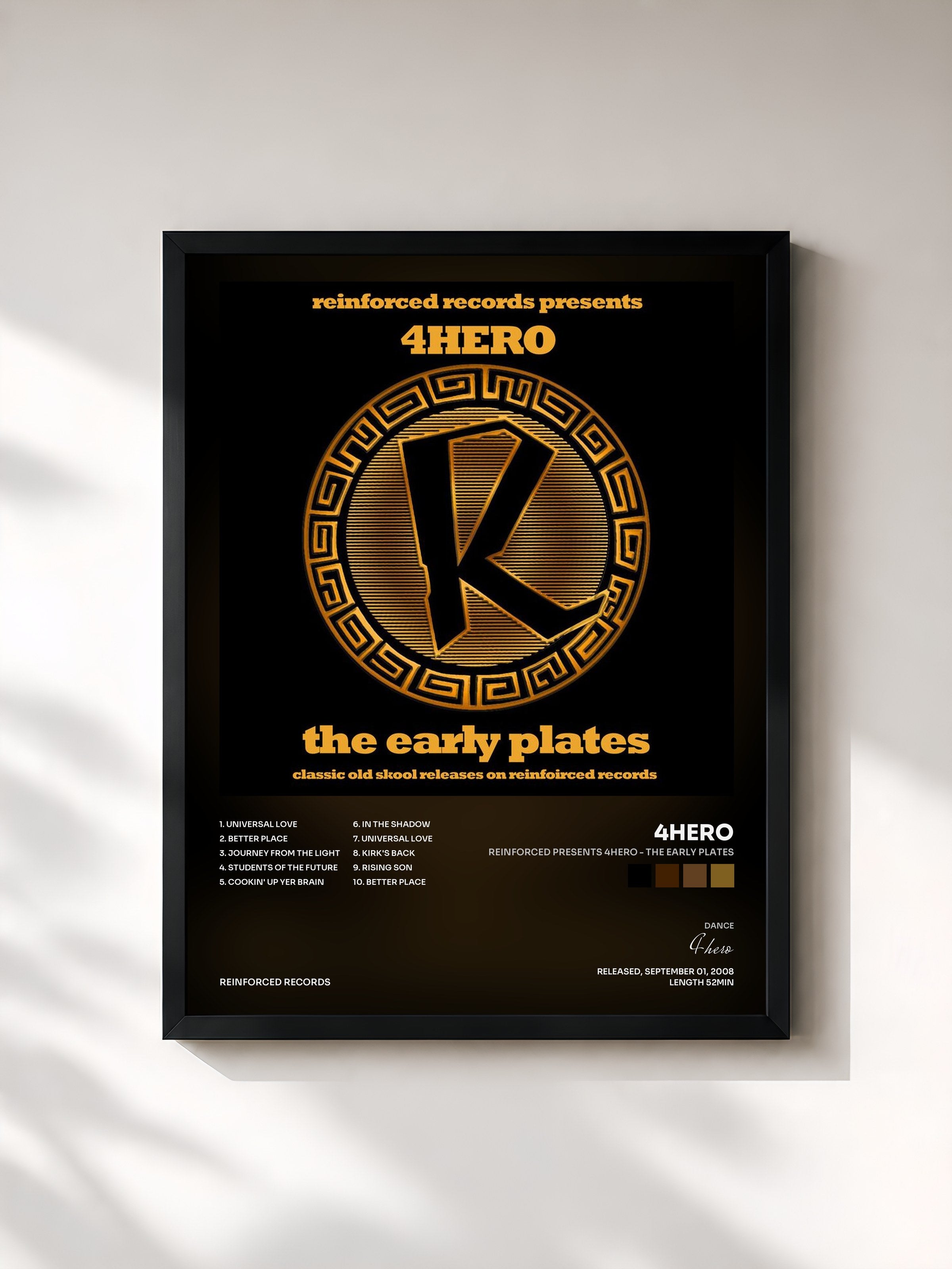 #noir Tableau de l'album Reinforced Presents 4hero - The Early Plates de 4hero, cadre noir, imprimé et encadré en France