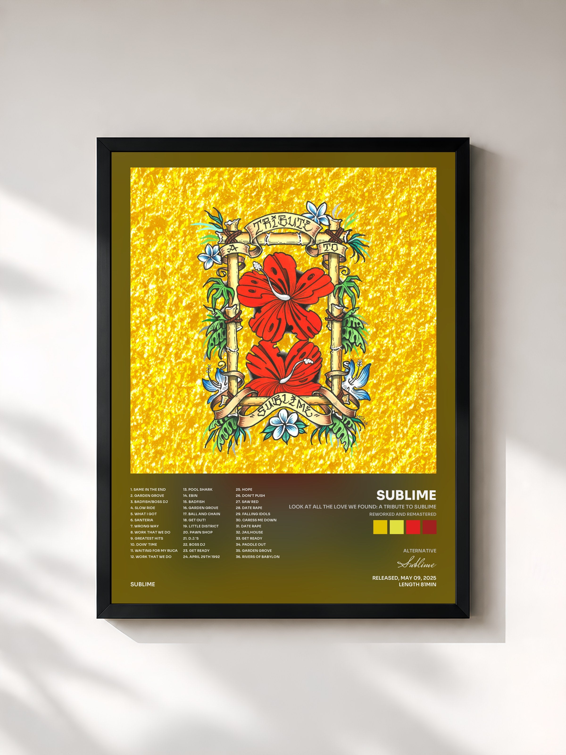 #noir Tableau de l'album Look At All The Love We Found: A Tribute To Sublime (Reworked and Remastered) de Sublime, cadre noir, imprimé et encadré en France