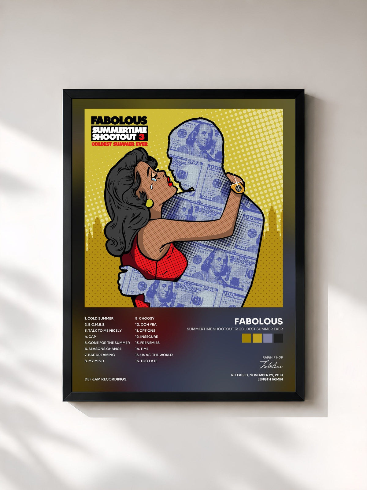 #noir Tableau de l'album Summertime Shootout 3: Coldest Summer Ever de Fabolous, cadre noir, imprimé et encadré en France