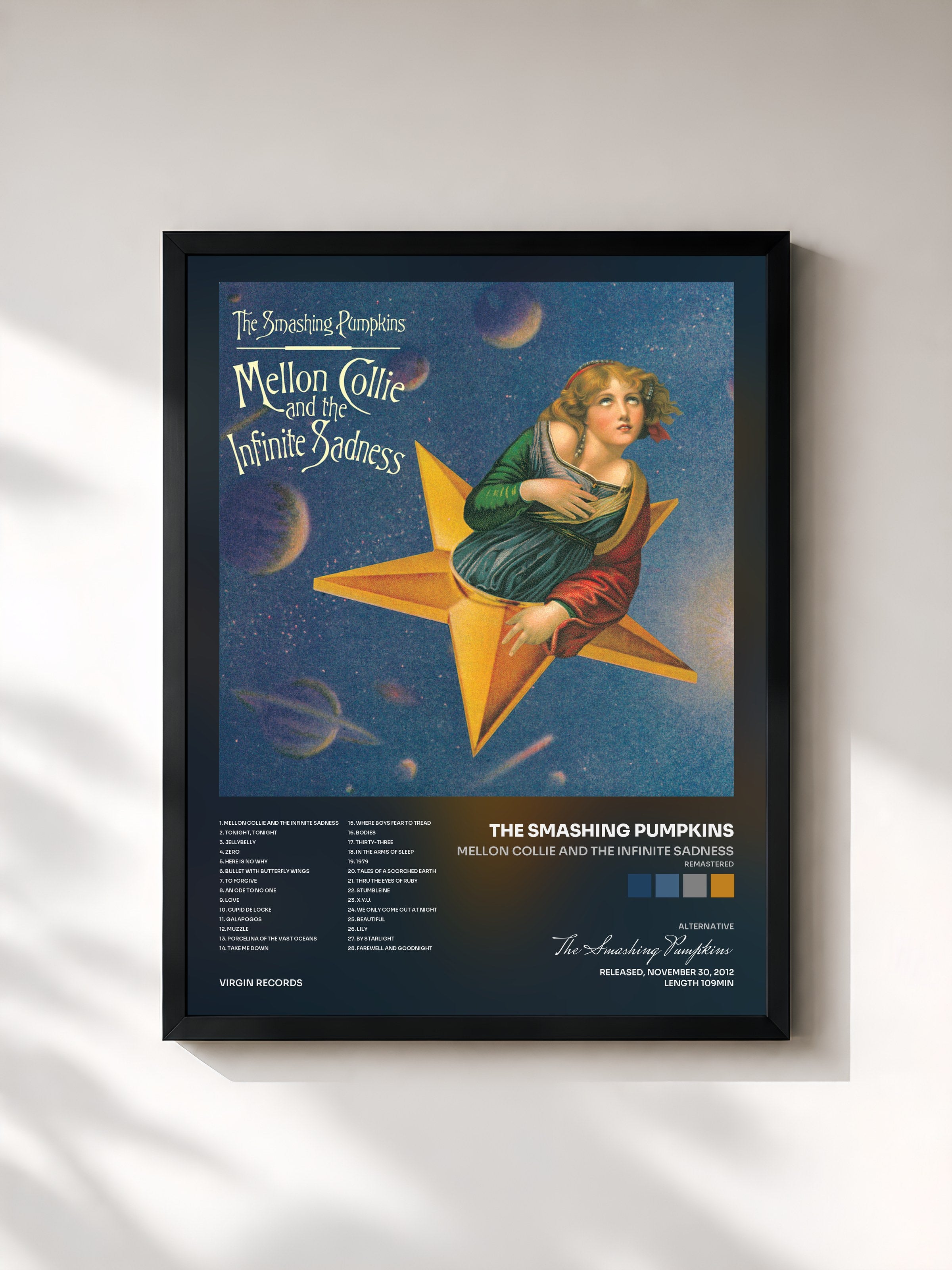 #noir Mellon Collie And The Infinite Sadness (Remastered) de The Smashing Pumpkins en lámina enmarcada, marco negro, impresa y enmarcada en Francia