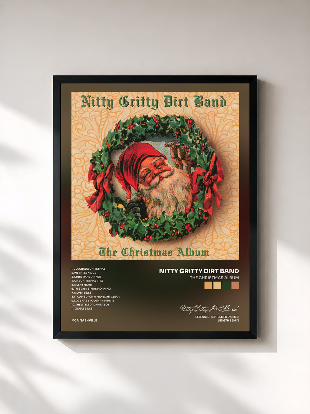 #noir Tableau de l'album The Christmas Album de Nitty Gritty Dirt Band, cadre noir, imprimé et encadré en France