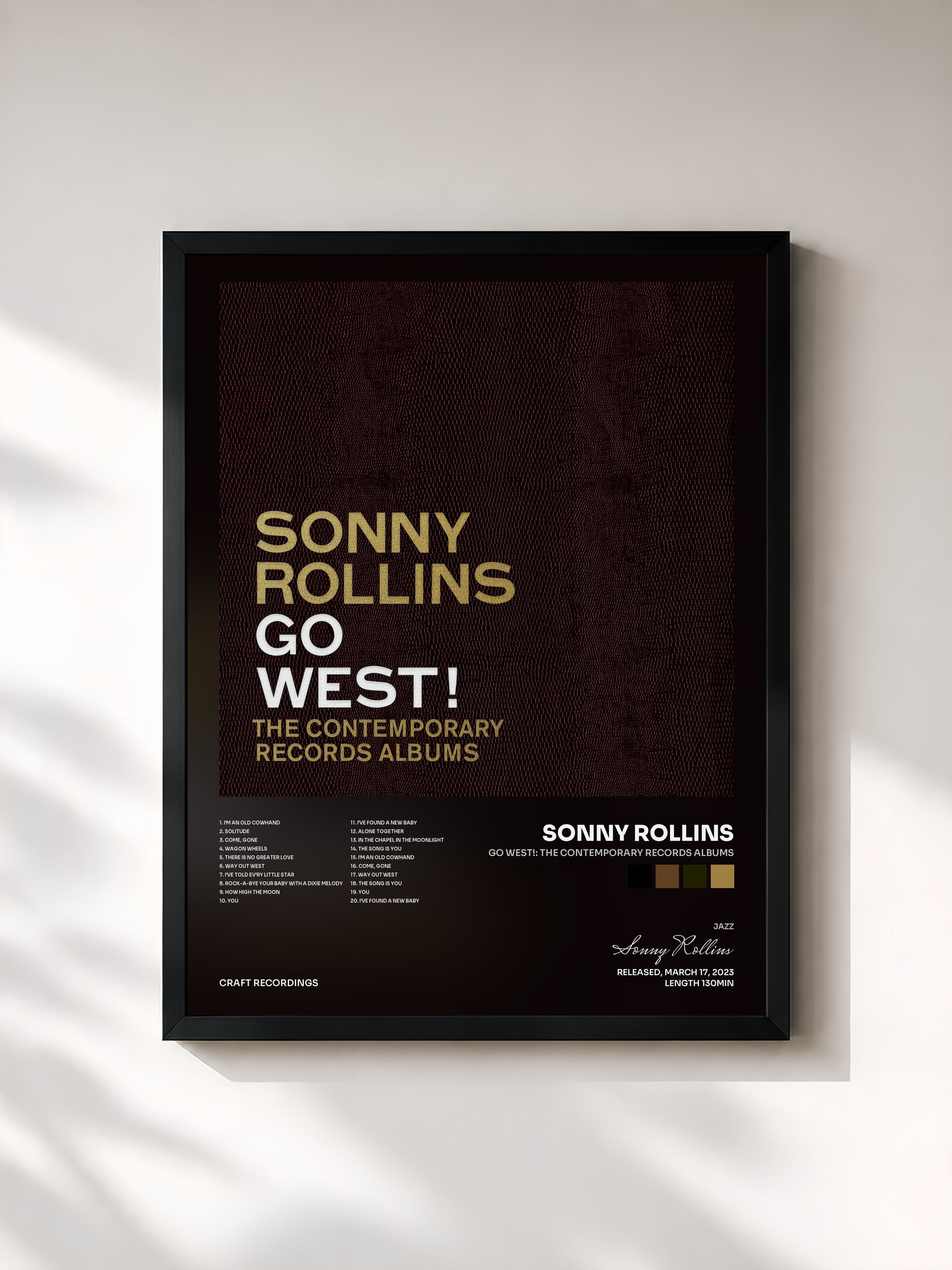 #noir Tableau de l'album Go West!: The Contemporary Records Albums de Sonny Rollins, cadre noir, imprimé et encadré en France