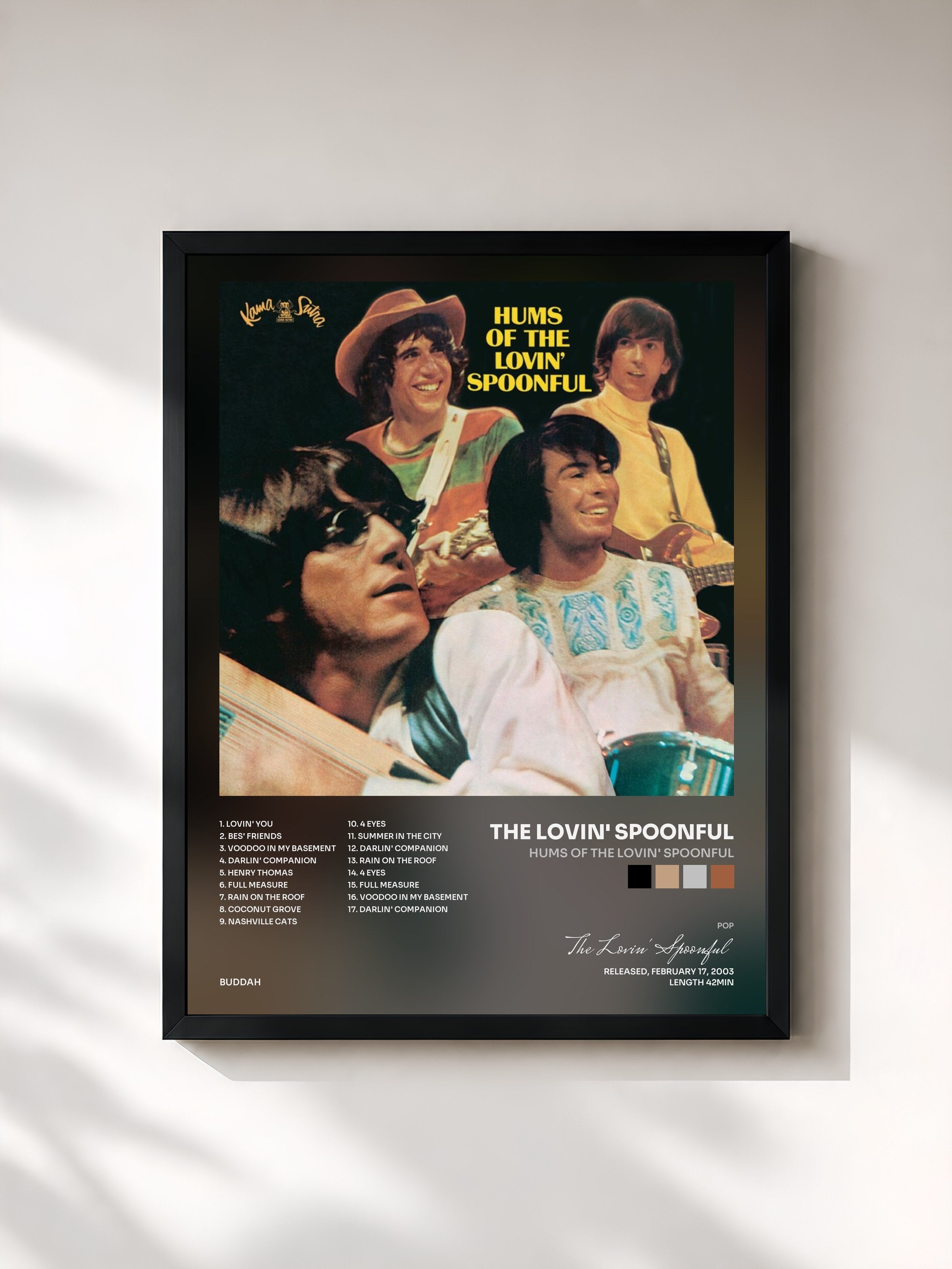 #noir Tableau de l'album Hums Of The Lovin' Spoonful de The Lovin' Spoonful, cadre noir, imprimé et encadré en France