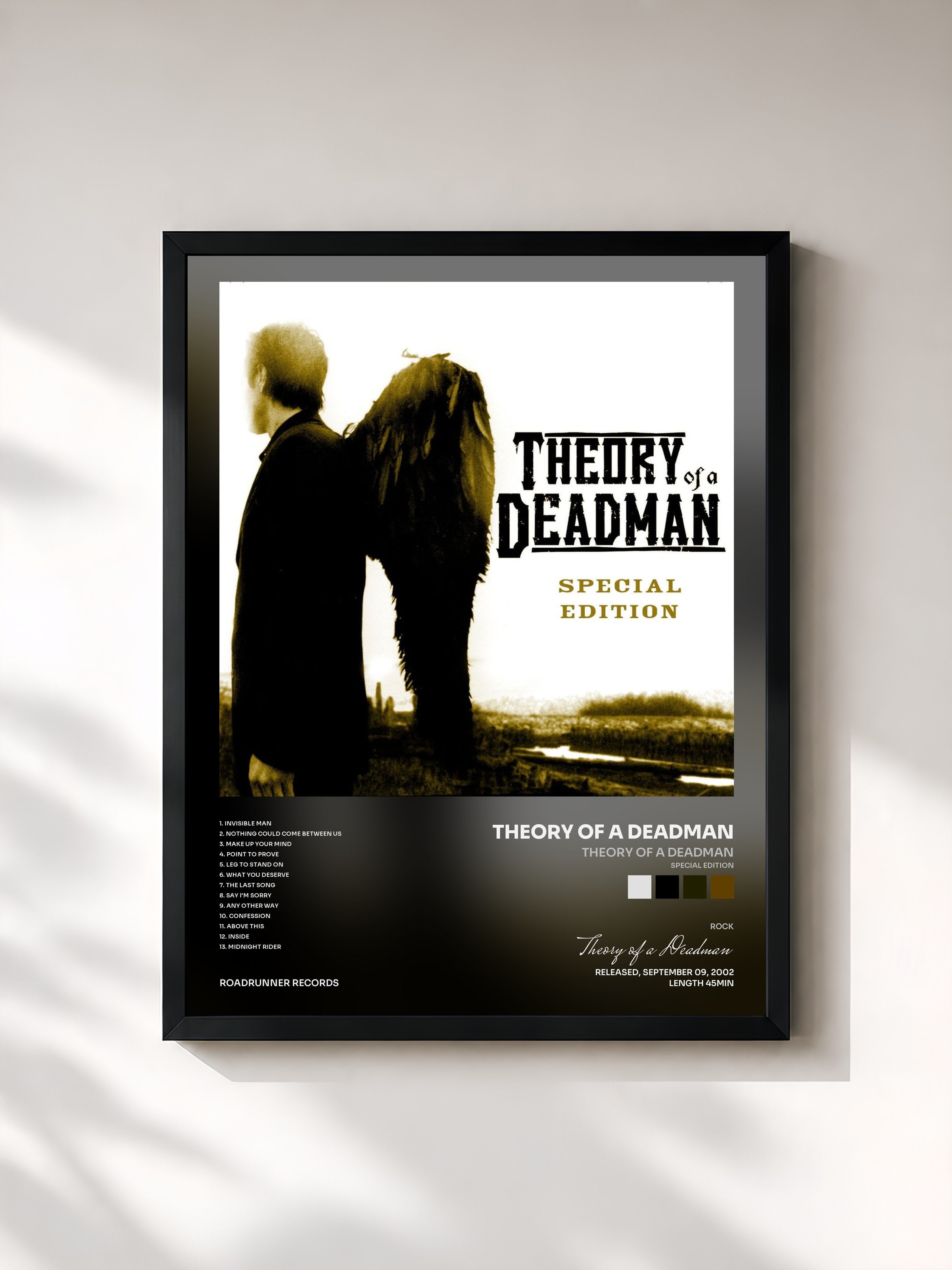 #noir Tableau de l'album Theory of a Deadman (Special Edition) de Theory of a Deadman, cadre noir, imprimé et encadré en France