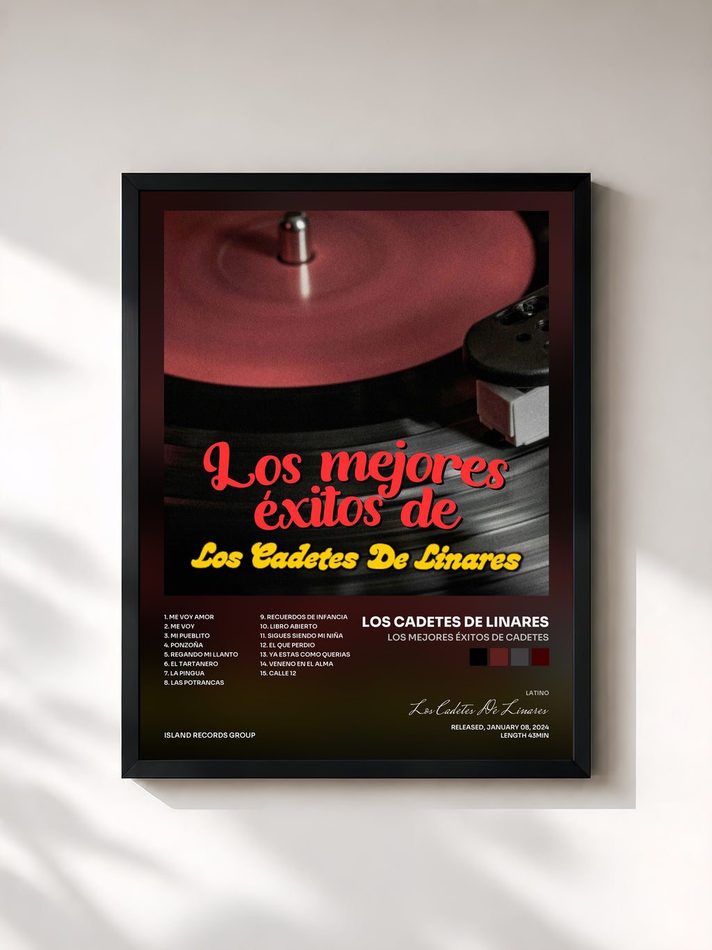 #noir Tableau de l'album Los Mejores Éxitos de Cadetes de Los Cadetes De Linares, cadre noir, imprimé et encadré en France