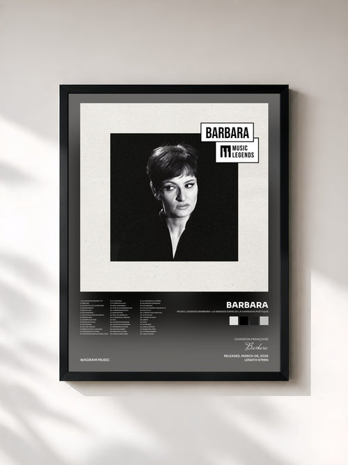 Barbara · Music Legends Barbara : La Grande Dame de la Chanson Poétique — Gerahmter Kunstdruck