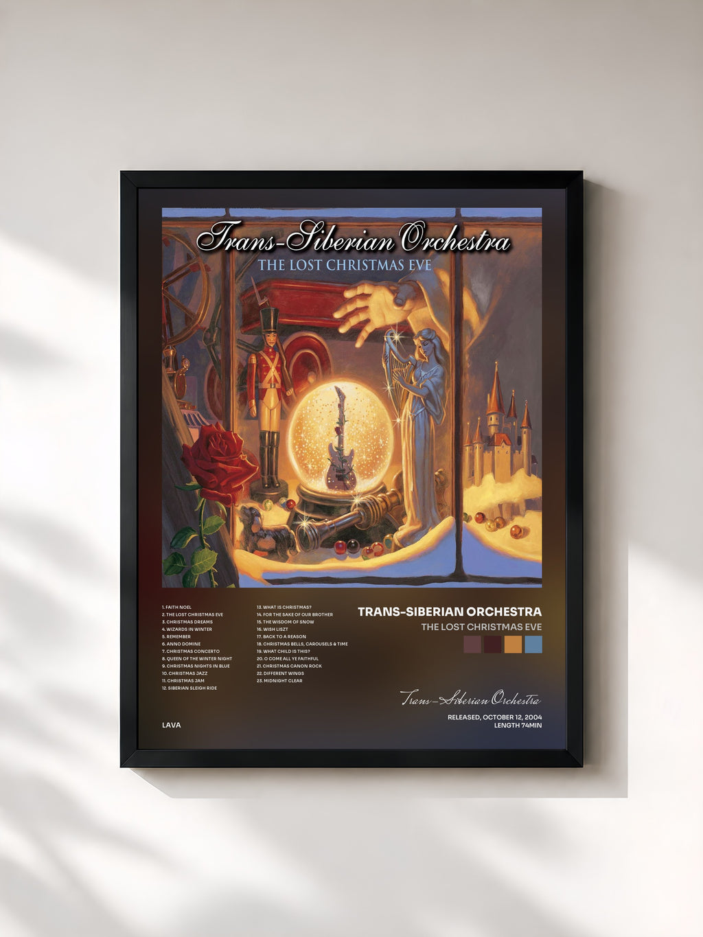 #noir Tableau de l'album The Lost Christmas Eve de Trans-Siberian Orchestra, cadre noir, imprimé et encadré en France