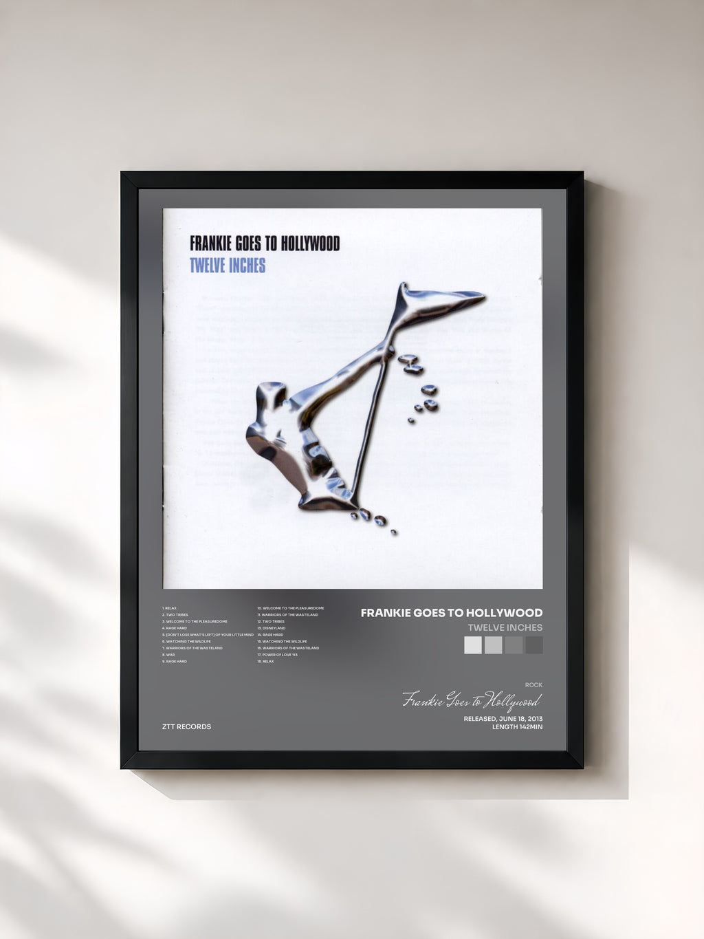#noir Tableau de l'album Twelve Inches de Frankie Goes to Hollywood, cadre noir, imprimé et encadré en France