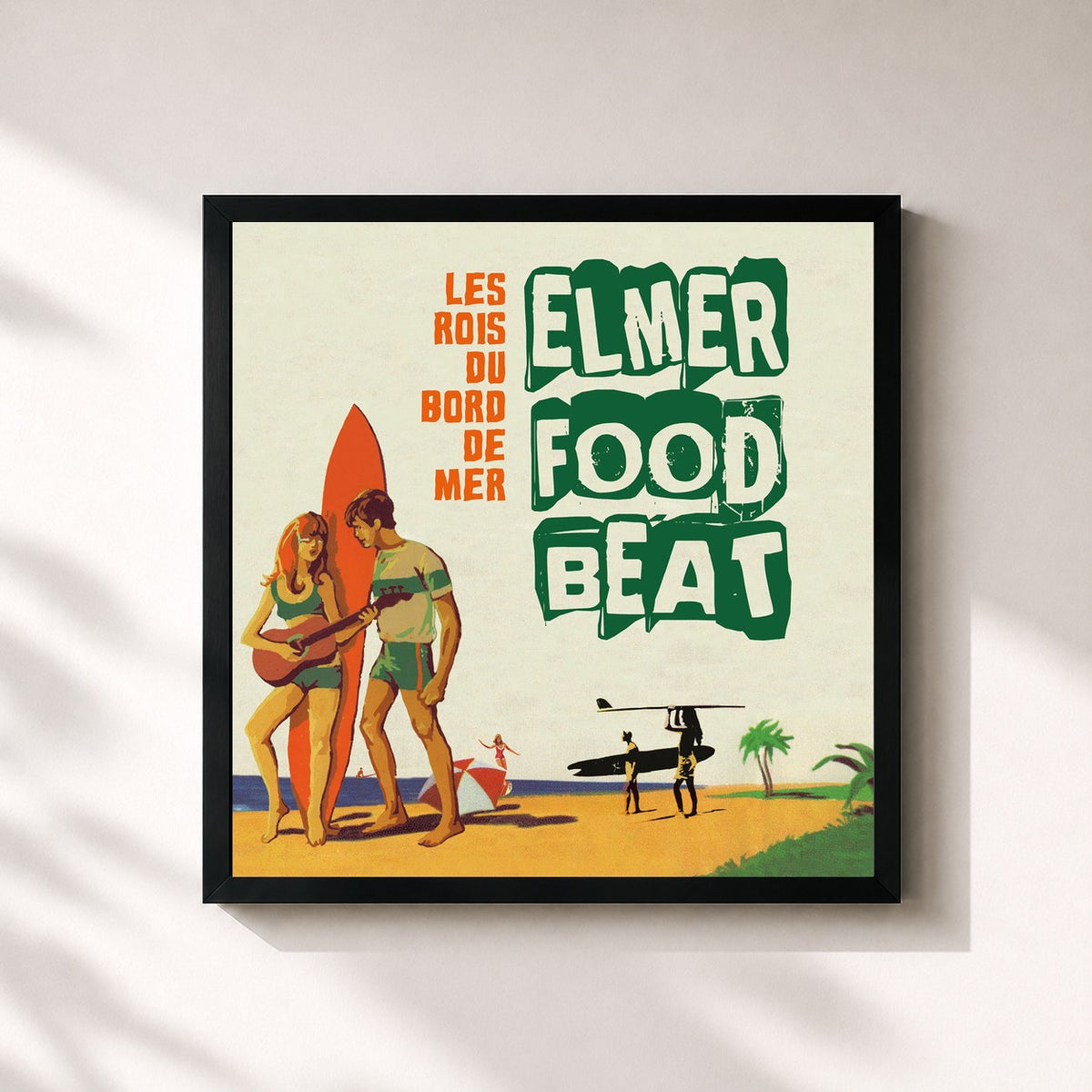 #noir Tableau carré de l'album Les rois du bord de mer de Elmer Food Beat, cadre noir 32x32 cm
